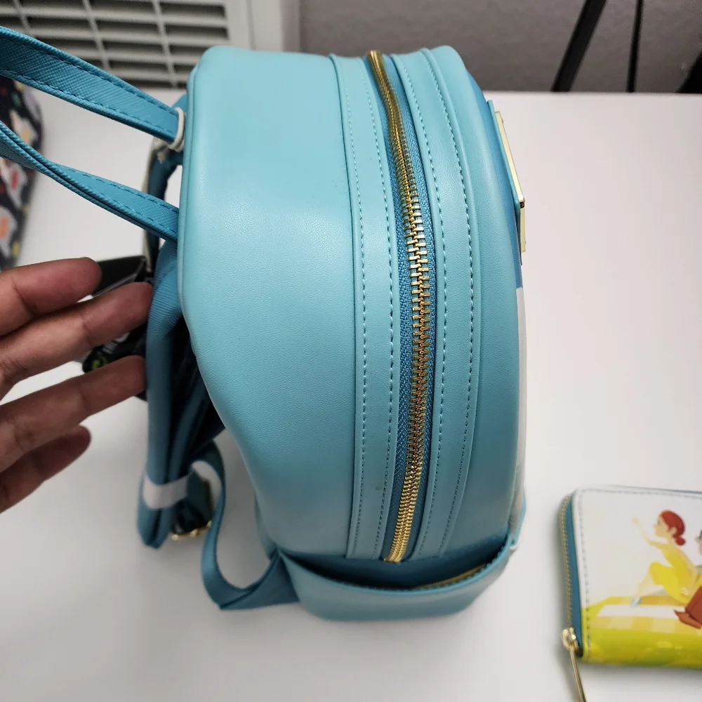 Disney Pixar UP Carl & Ellie in Love Clouds Loungefly Backpack & Wallet Set NEW